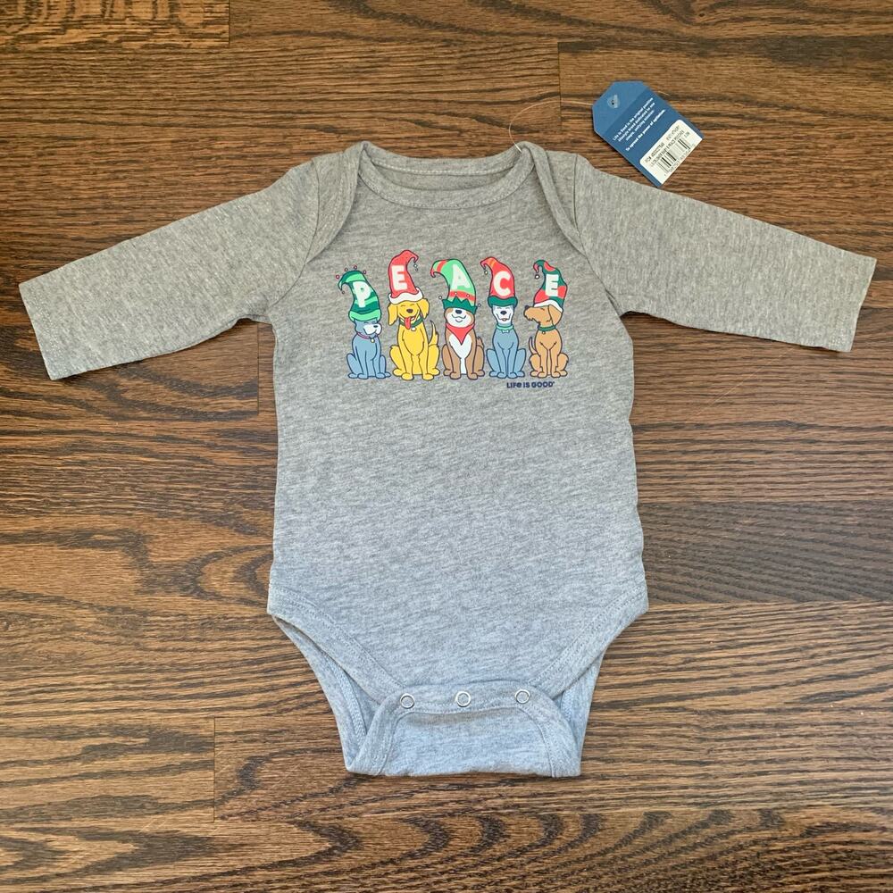 NWT Life is Good Peace Dogs LS Onesie | 0-3 Months